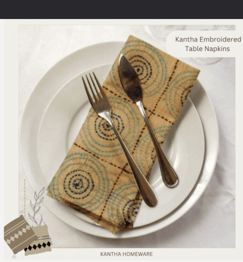 Kantha Embroidered Table Napkin