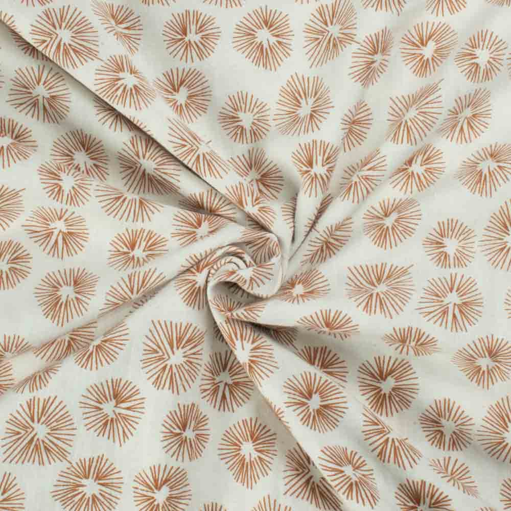 Abstract Brown Screenprinted Pure Khadi 90 GSM Handwoven Fabric