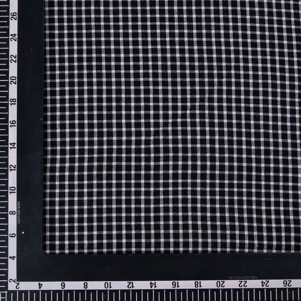 CHECK BLACK & WHITE PURE COTTON 106 GSM HANDWOVEN FABRIC