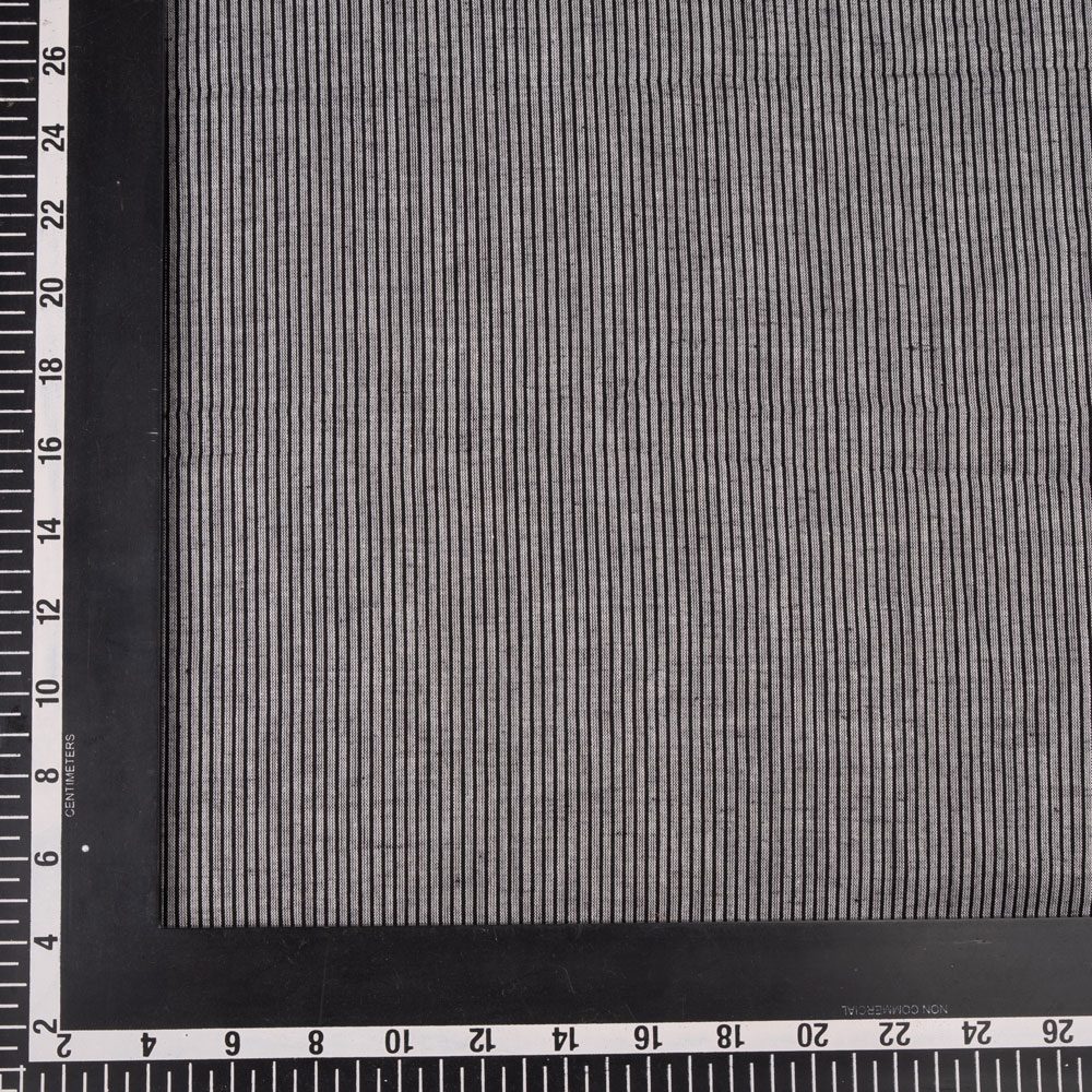 PINSTRIPE BLACK PURE COTTON 79 GSM HANDWOVEN FABRIC