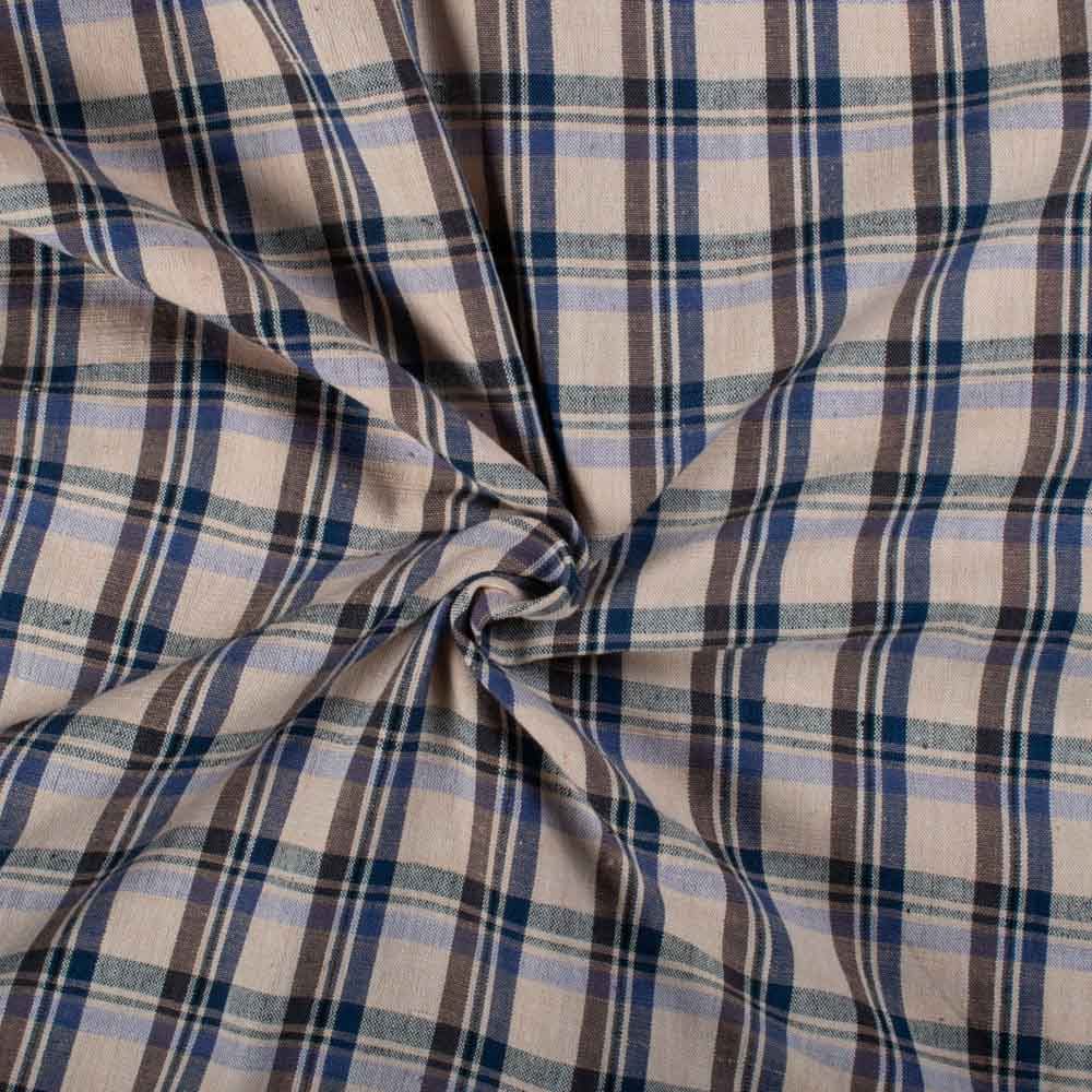 Check Multicolour Cotton Khadi 140 GSM Handwoven Fabric 755