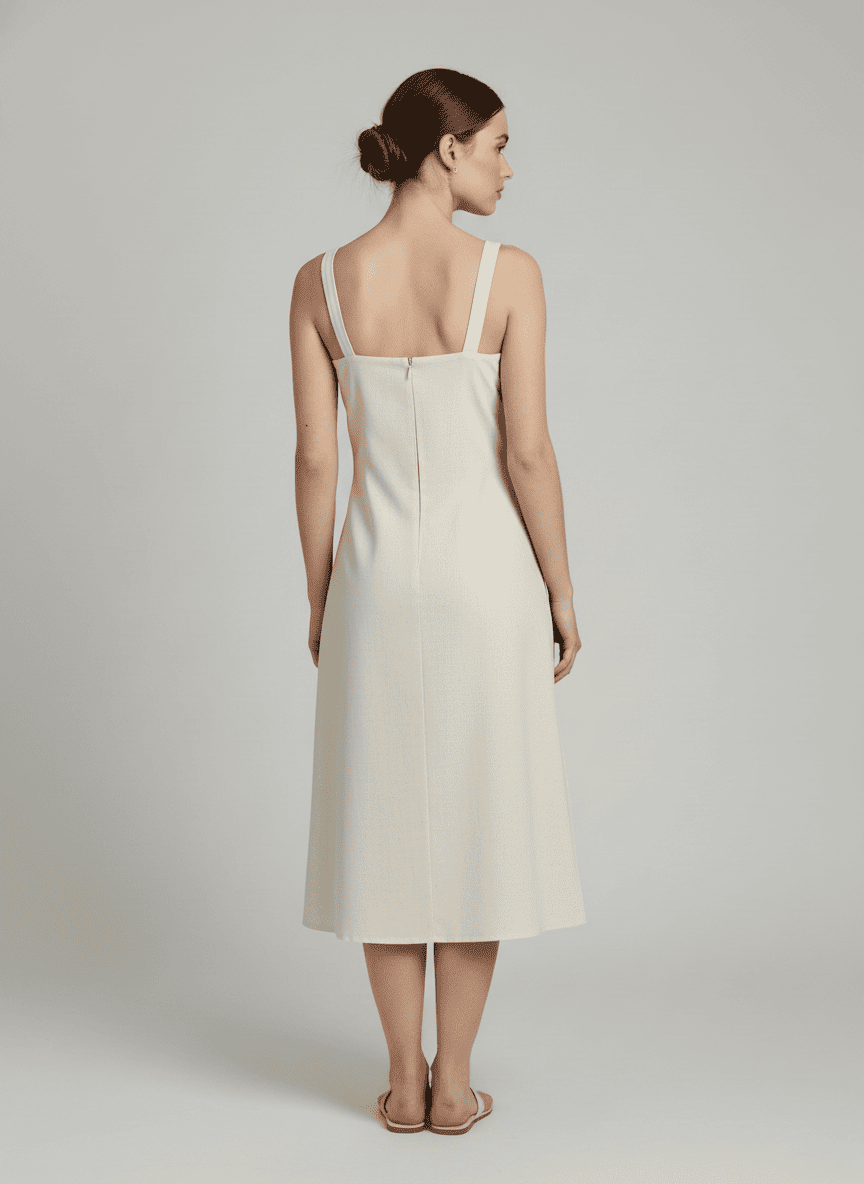 Three Forth Front Opening Dress-Continuous Center Placket