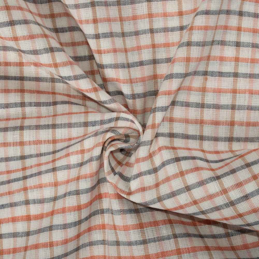 Check Multicolor Linen Cotton 130 GSM Handwoven Fabric 22