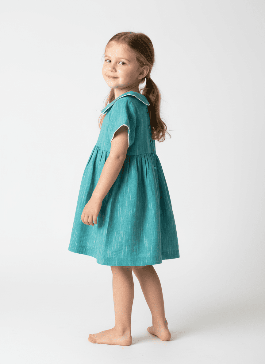 Flat Collar Buttoned Dress