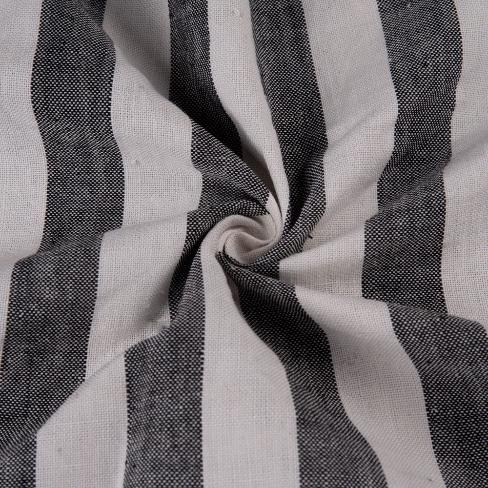 Stripe Black & White Pure Khadi 201 GSM Handspun & Handwoven Fabric
