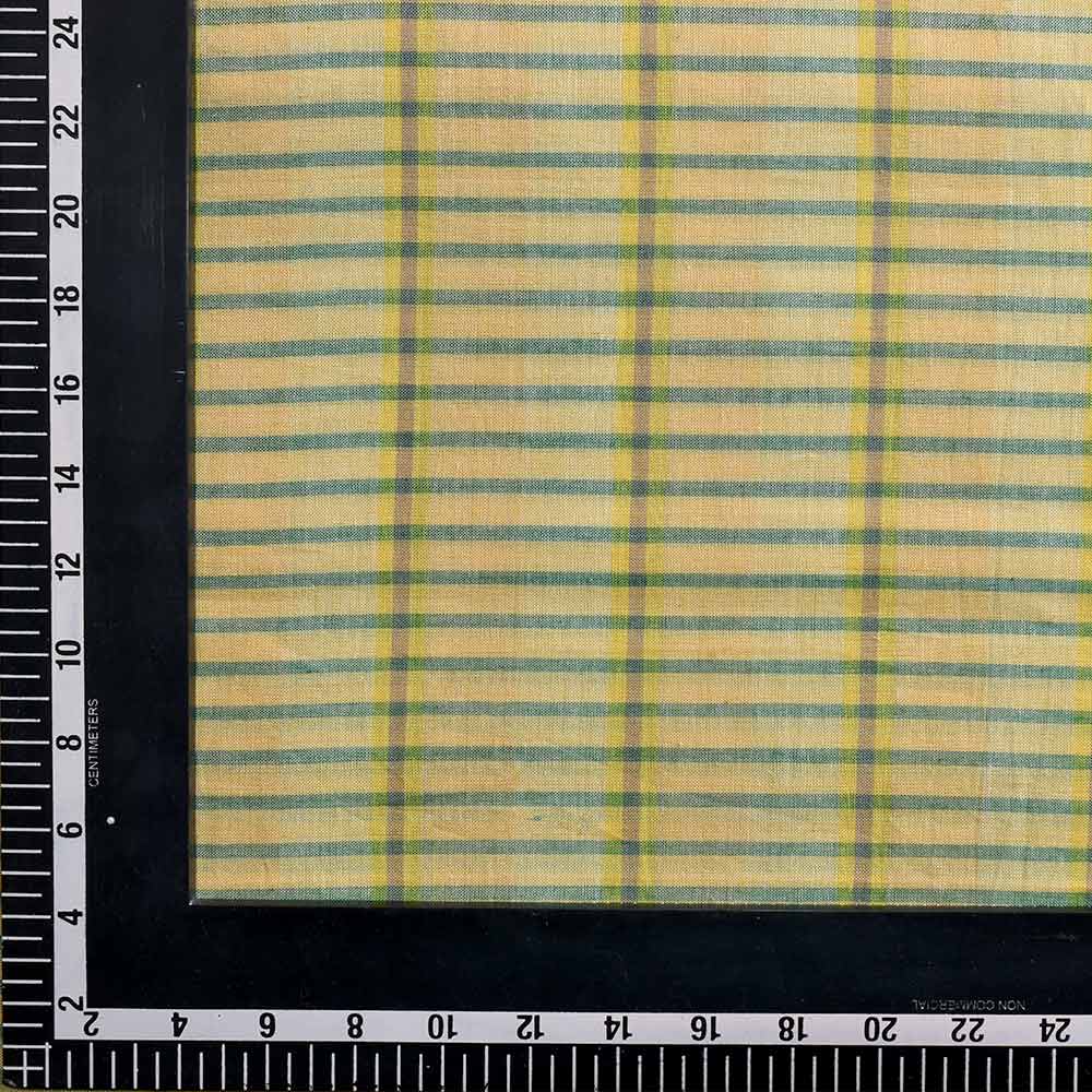 CHECK YELLOW MERCERISED COTTON 72 GSM HANDWOVEN FABRIC