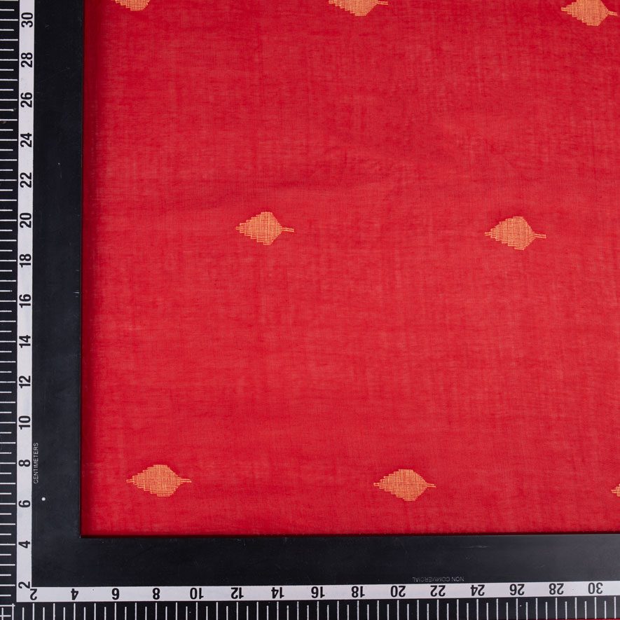 GEOMETRIC RED JAMDANI PURE COTTON 58 GSM FABRIC 177