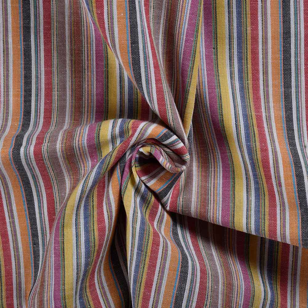 Stripe Multicolor Pure Cotton 85 GSM Handwoven Fabric 230