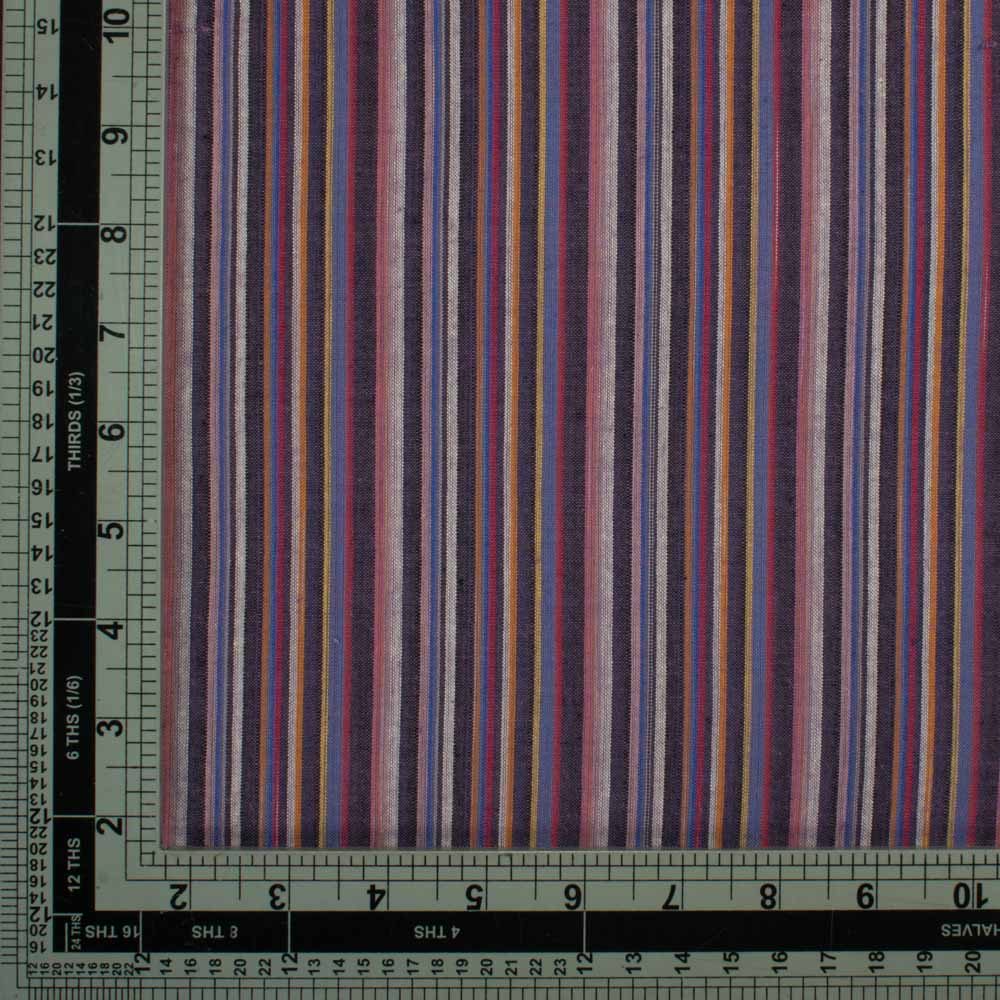 Stripe Multicolor Pure Cotton 100 GSM Handwoven Fabric 08