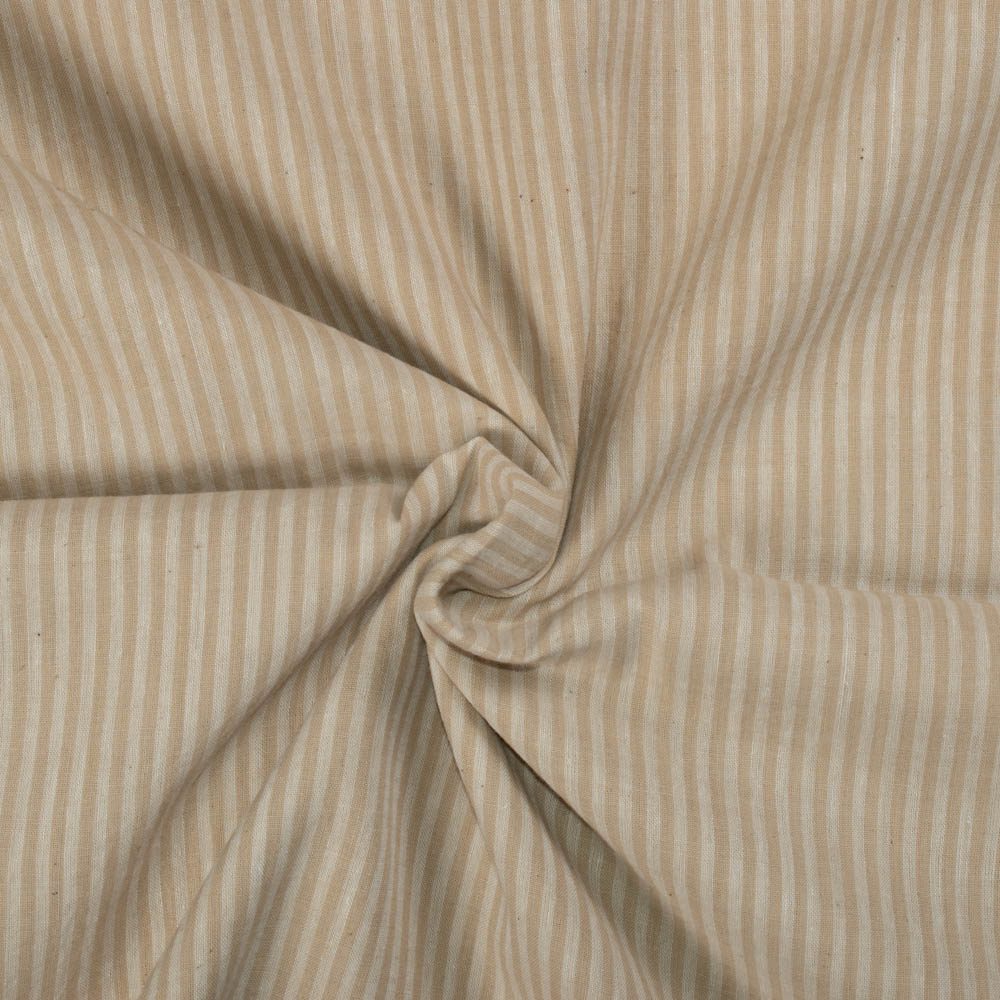 Stripe Yellow White Pure Cotton 70 GSM Handwoven Fabric