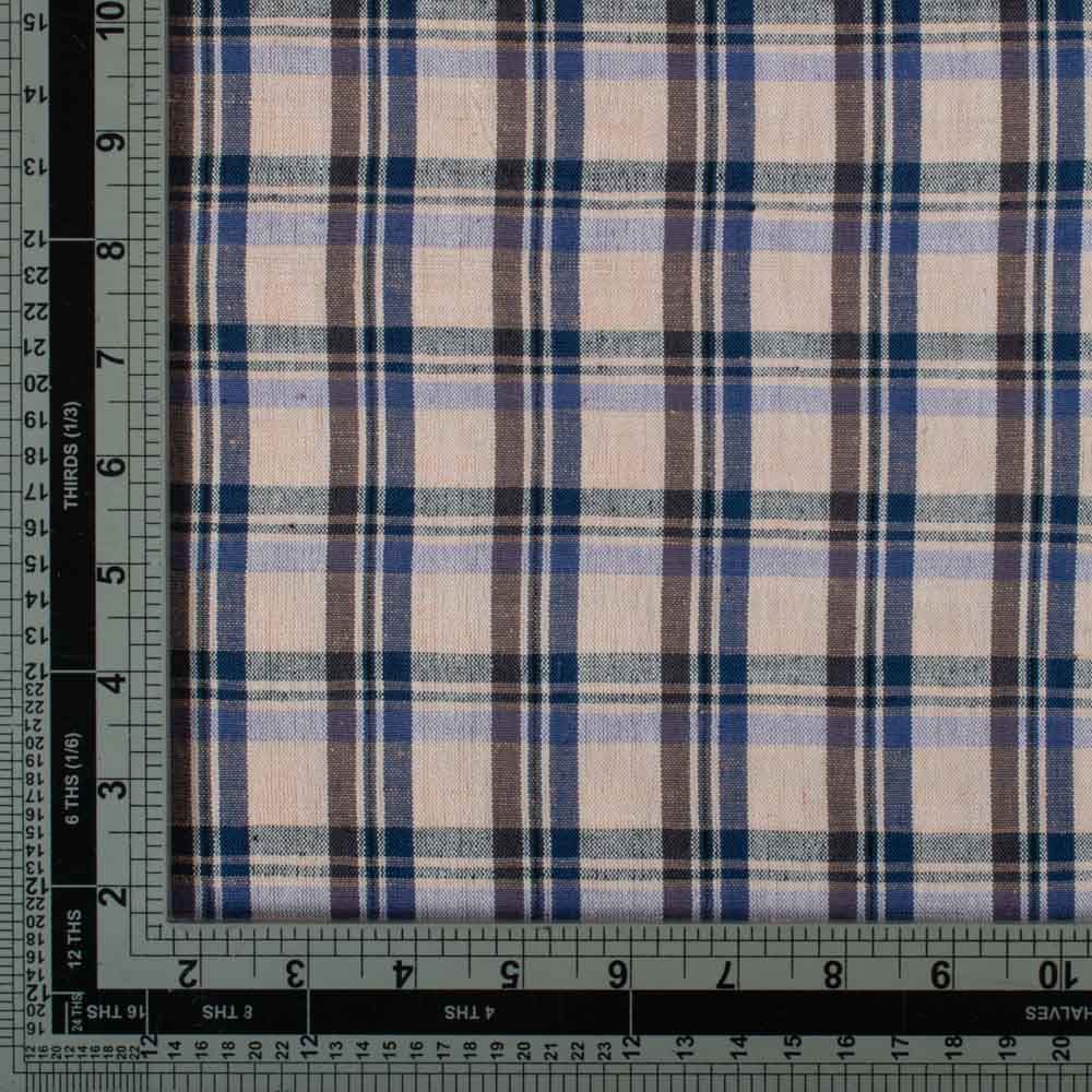 Check Multicolour Cotton Khadi 140 GSM Handwoven Fabric 755