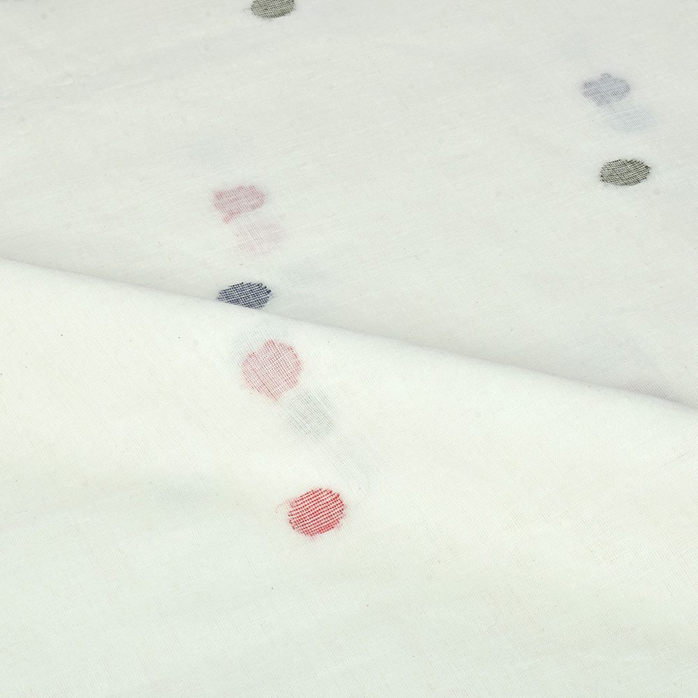 Geometric White Jamdani Pure Cotton 60 GSM Handwoven Fabric