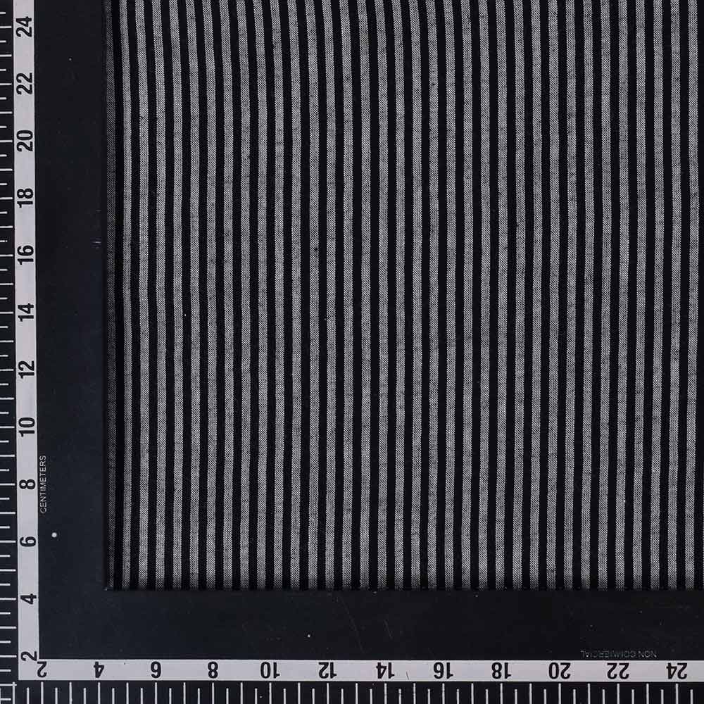 STRIPE BLACK PURE COTTON 87 GSM HANDWOVEN FABRIC