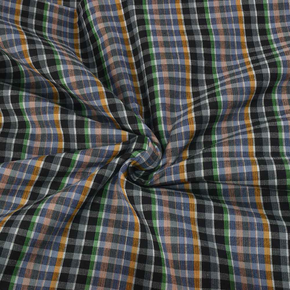 Check Multicolor Pure Cotton 105 GSM Handwoven Fabric