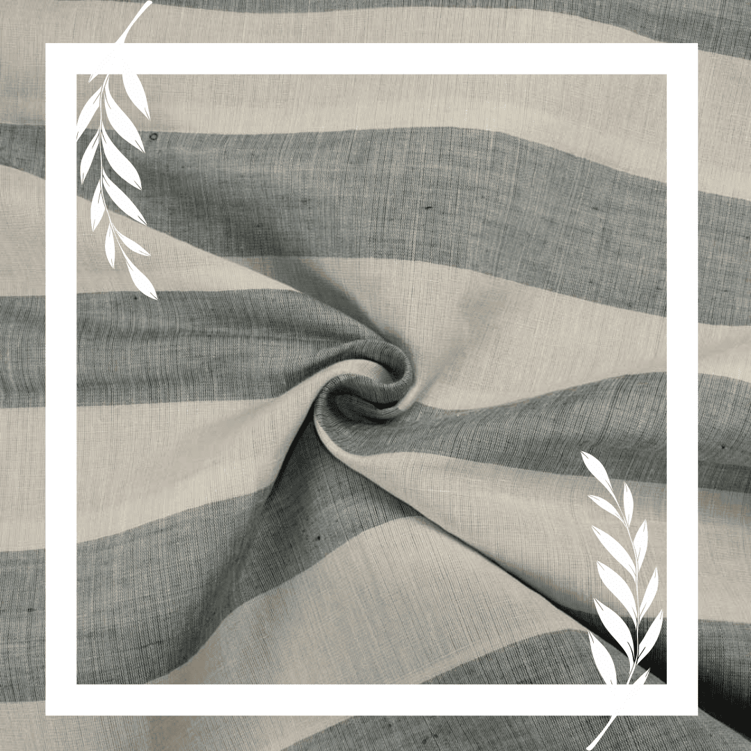 Khadi, cotton and linen blend stripe fabric