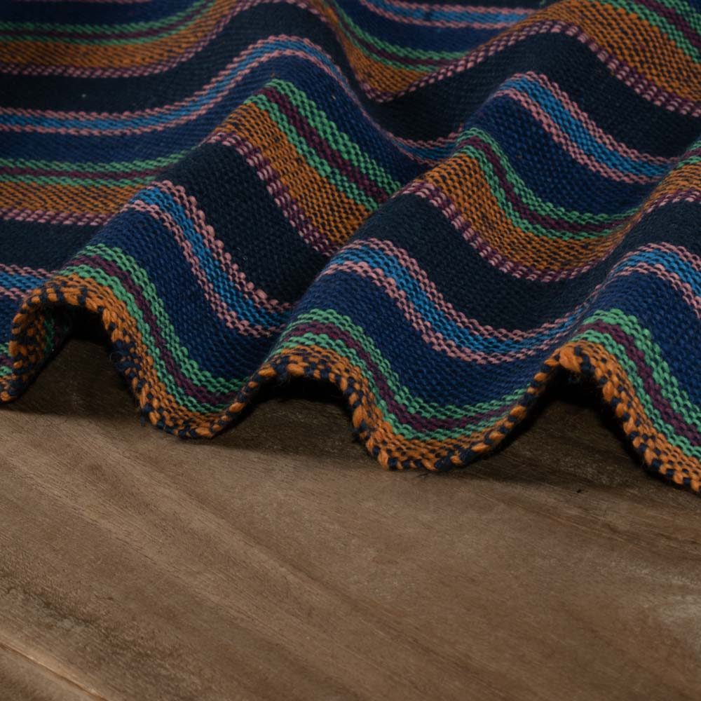 Stripe Multicolor Pure Khadi 320 GSM Handwoven Fabric