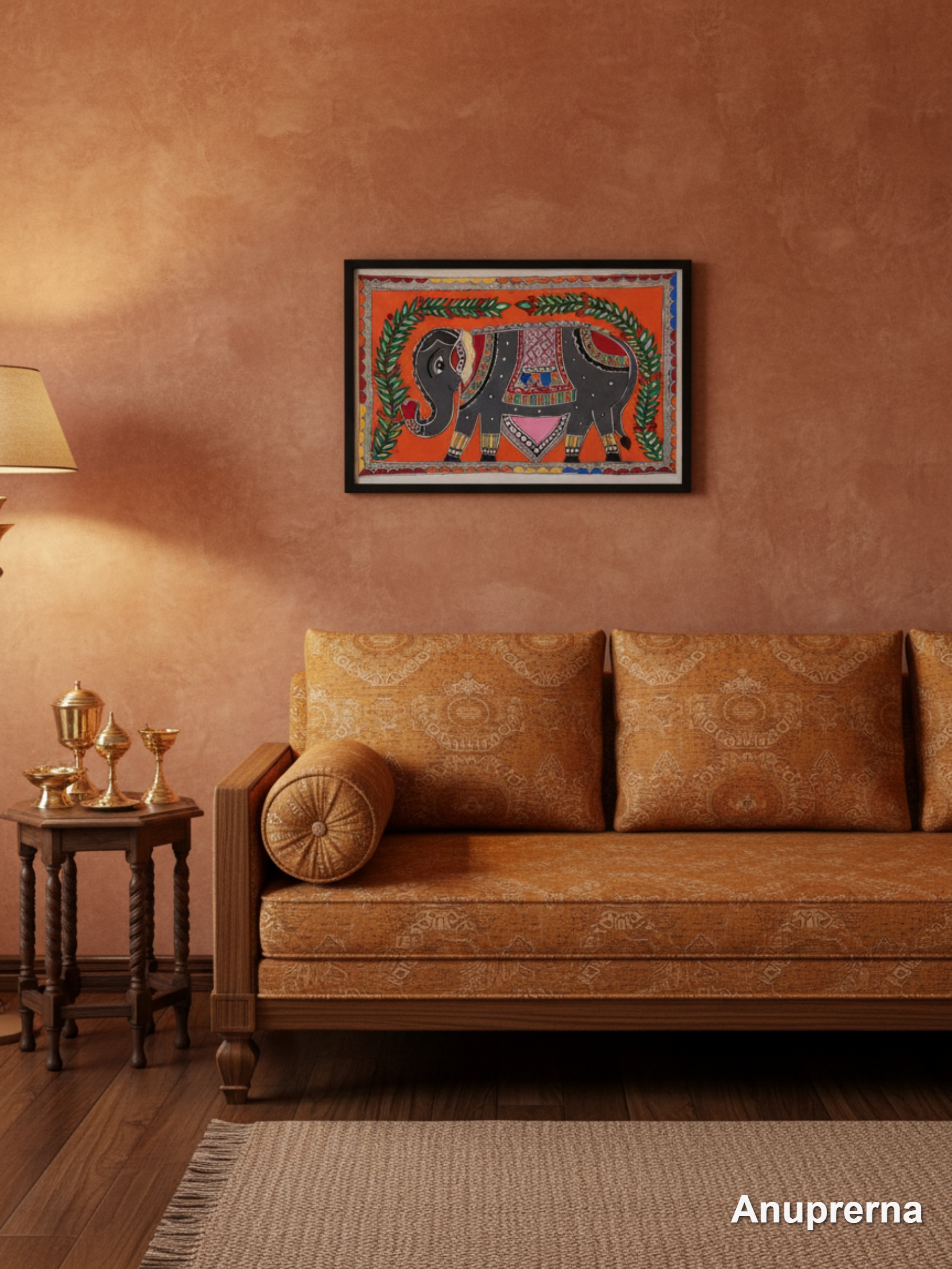Colorful Decorated Elephant Madhubani Wall Art Decor