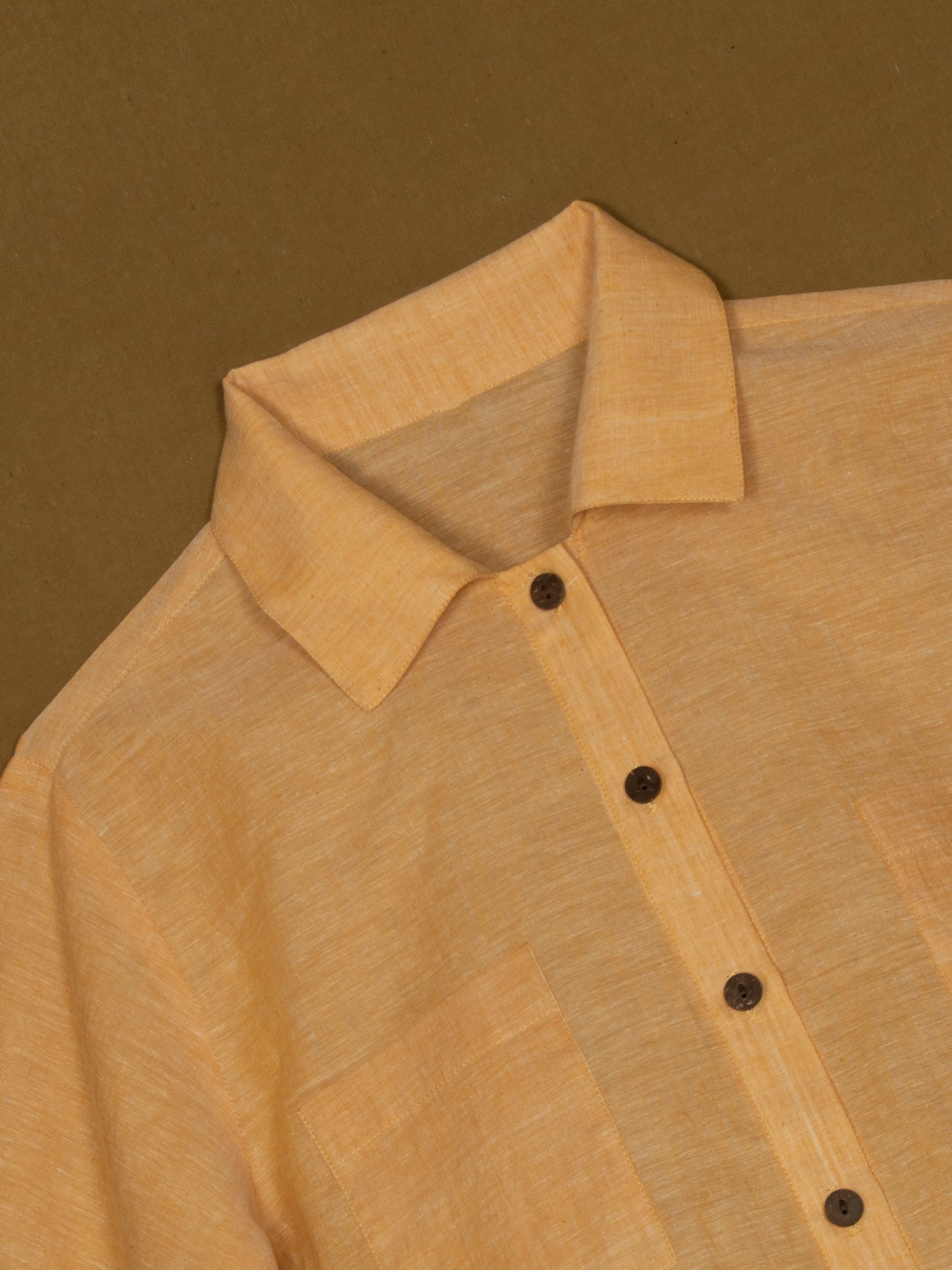 Spread Collared Shirt With Center Placket- Bell Sleeves
