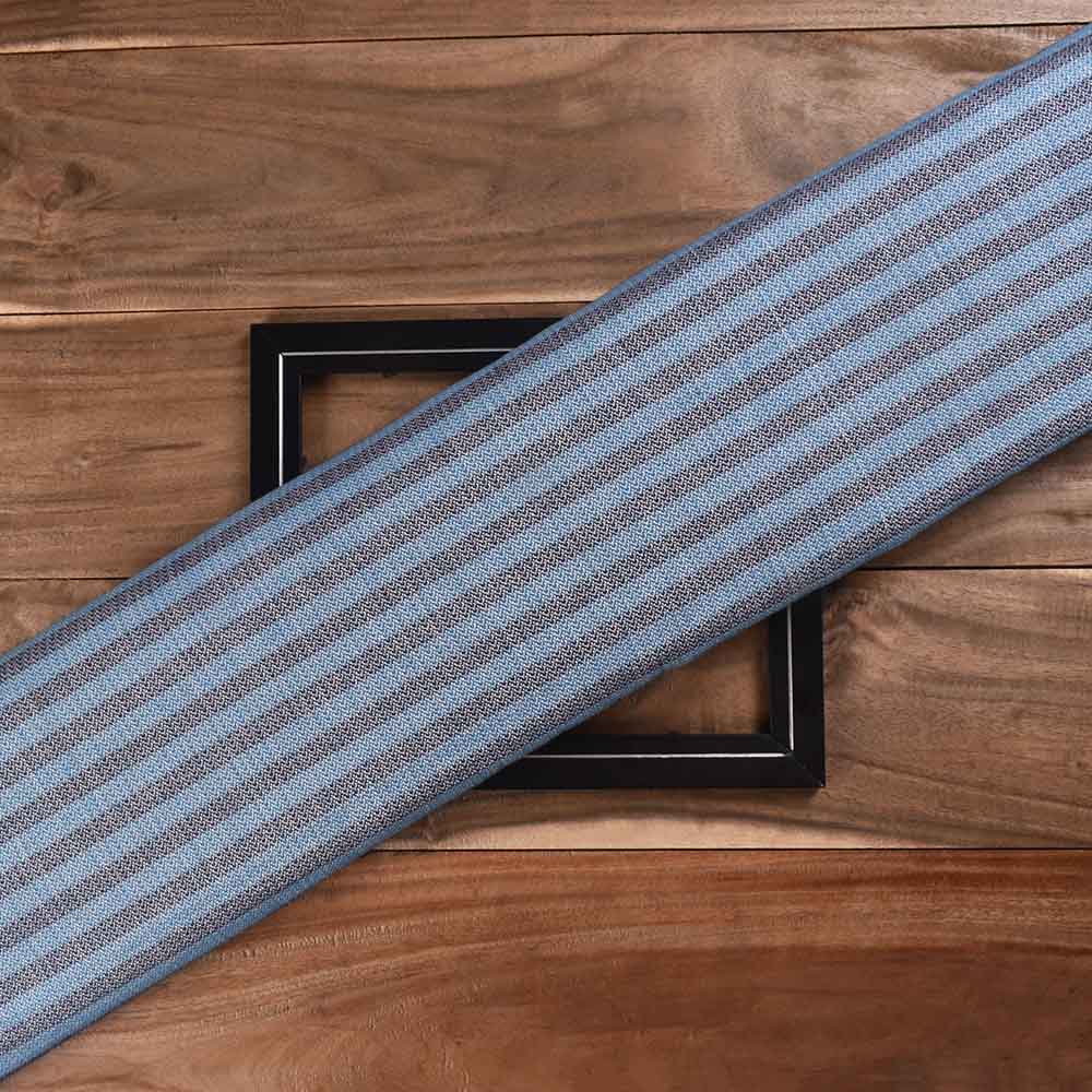 Herringbone Tweed Petrol Blue 100 GSM Pure Cotton Handwoven Fabric