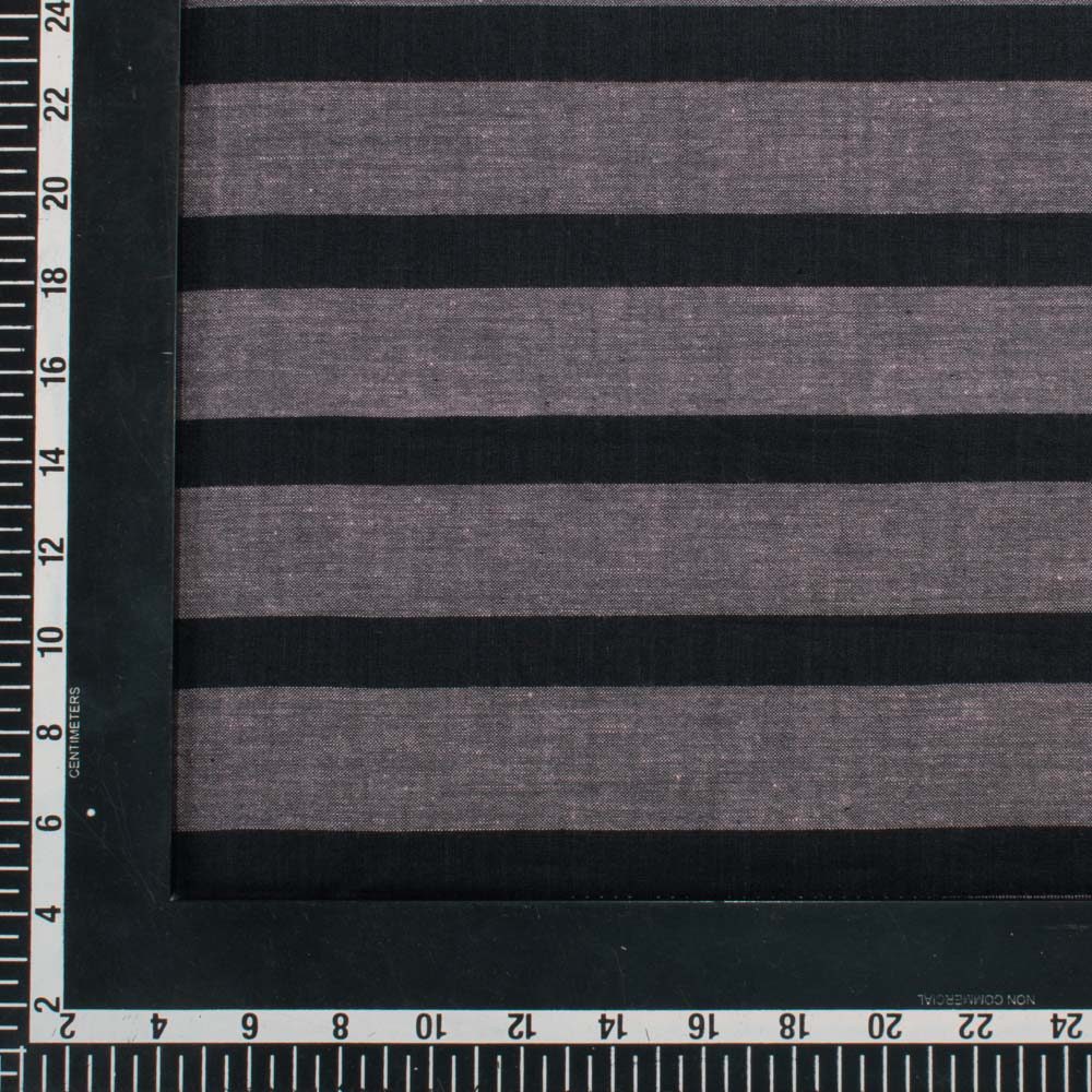 Stripe Grey & Black Pure Cotton 81 GSM Handwoven Fabric