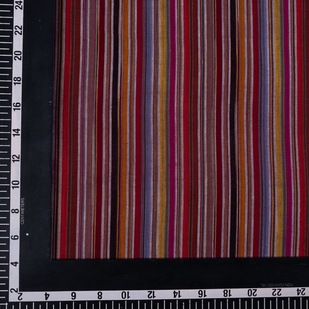 STRIPE MULTICOLOUR PURE COTTON 94 GSM HANDWOVEN FABRIC 134