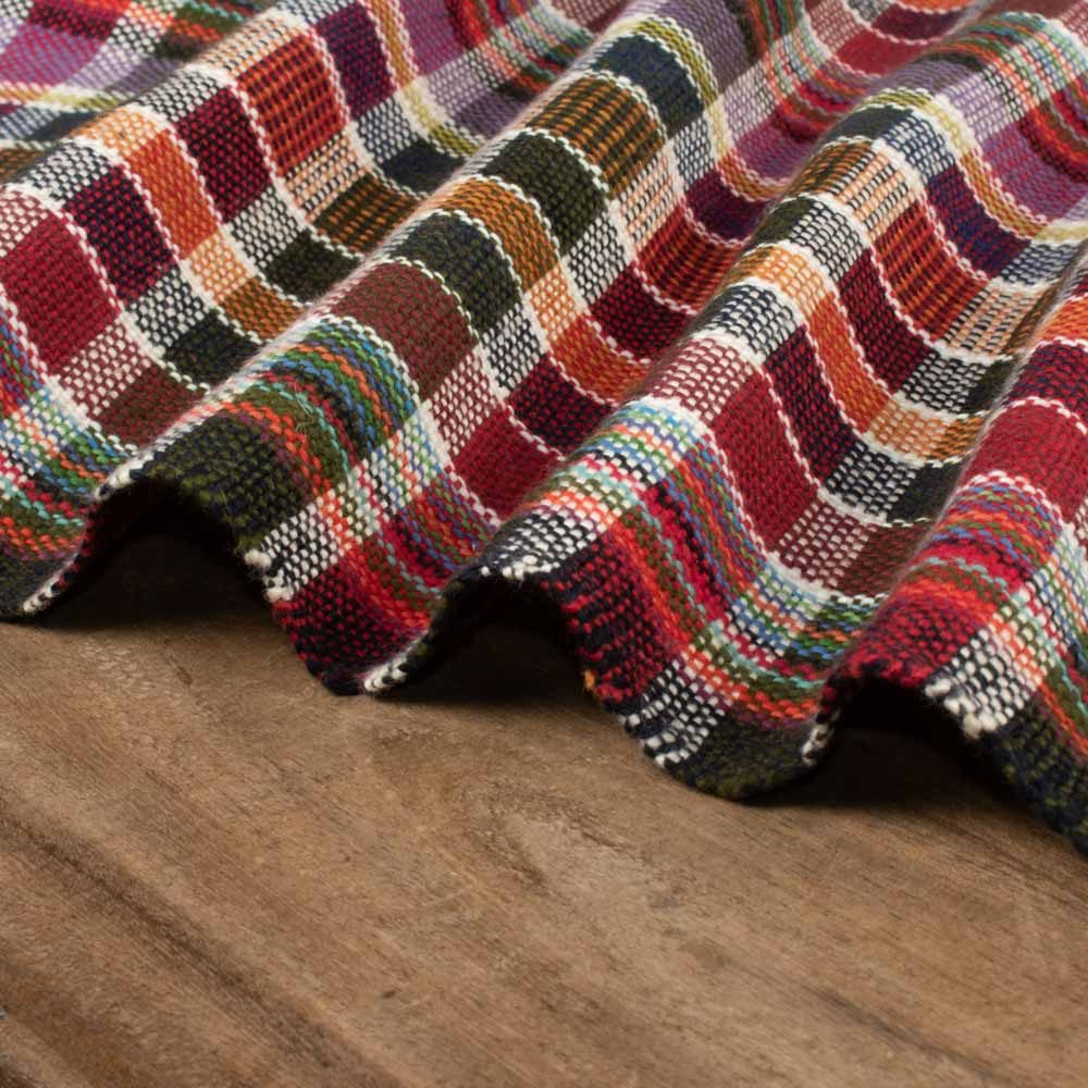 Check Multicolor Pure Khadi 300 GSM Handwoven Fabric