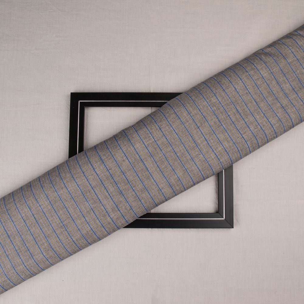 Pinstripe Grey Pure Cotton 90 GSM Handwoven Fabric