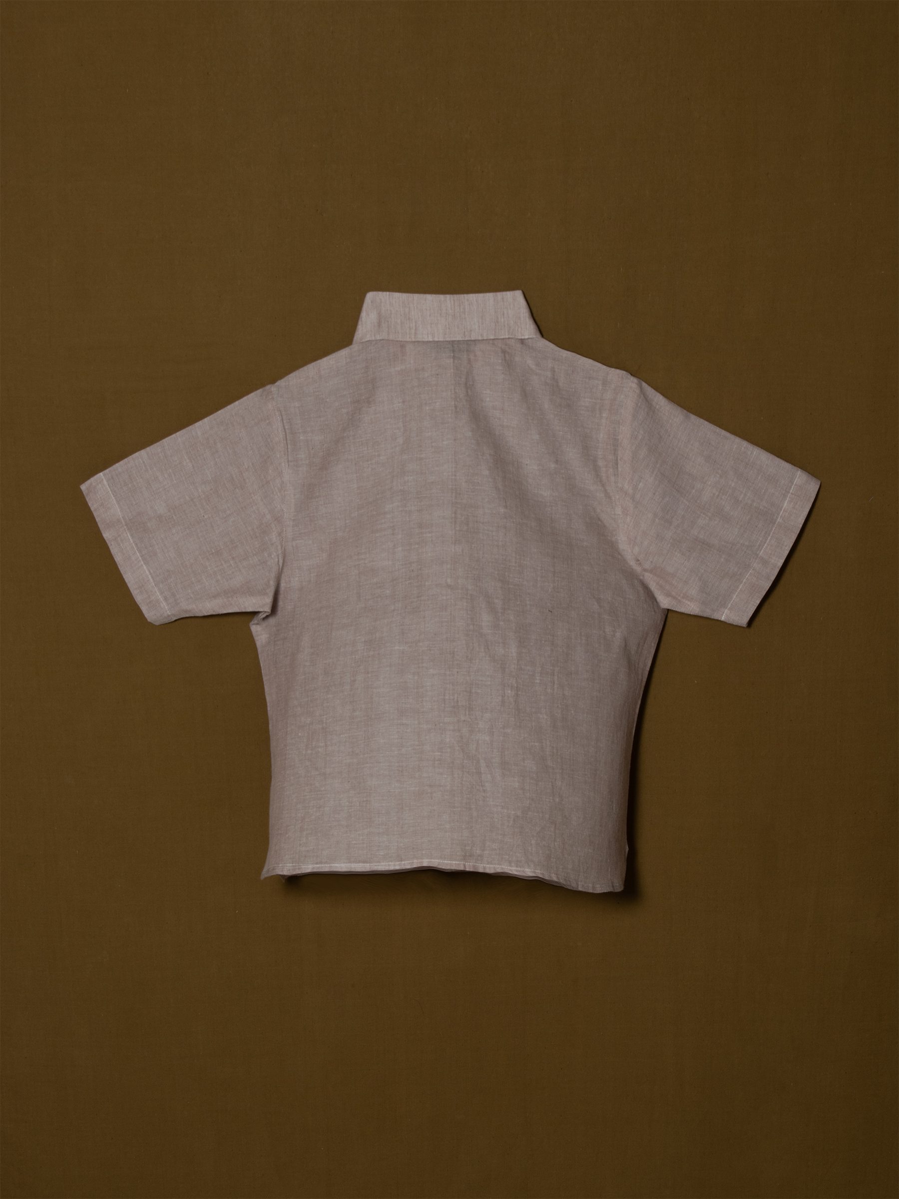 Crop Shirt With double side pocket -Short Sleeves-Center Placket