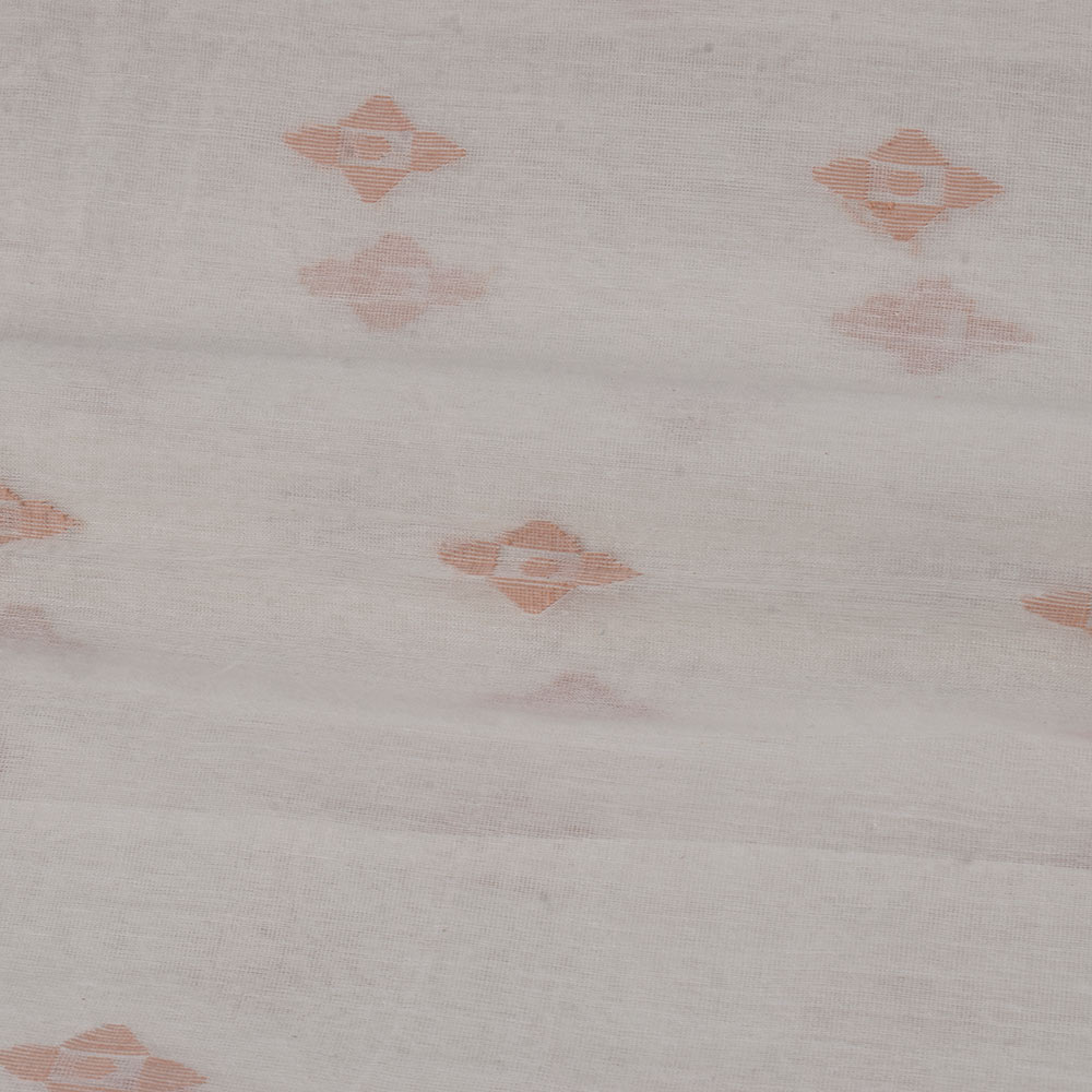 GEOMETRIC WHITE JAMDANI COTTON SILK BLEND 62 GSM FABRIC