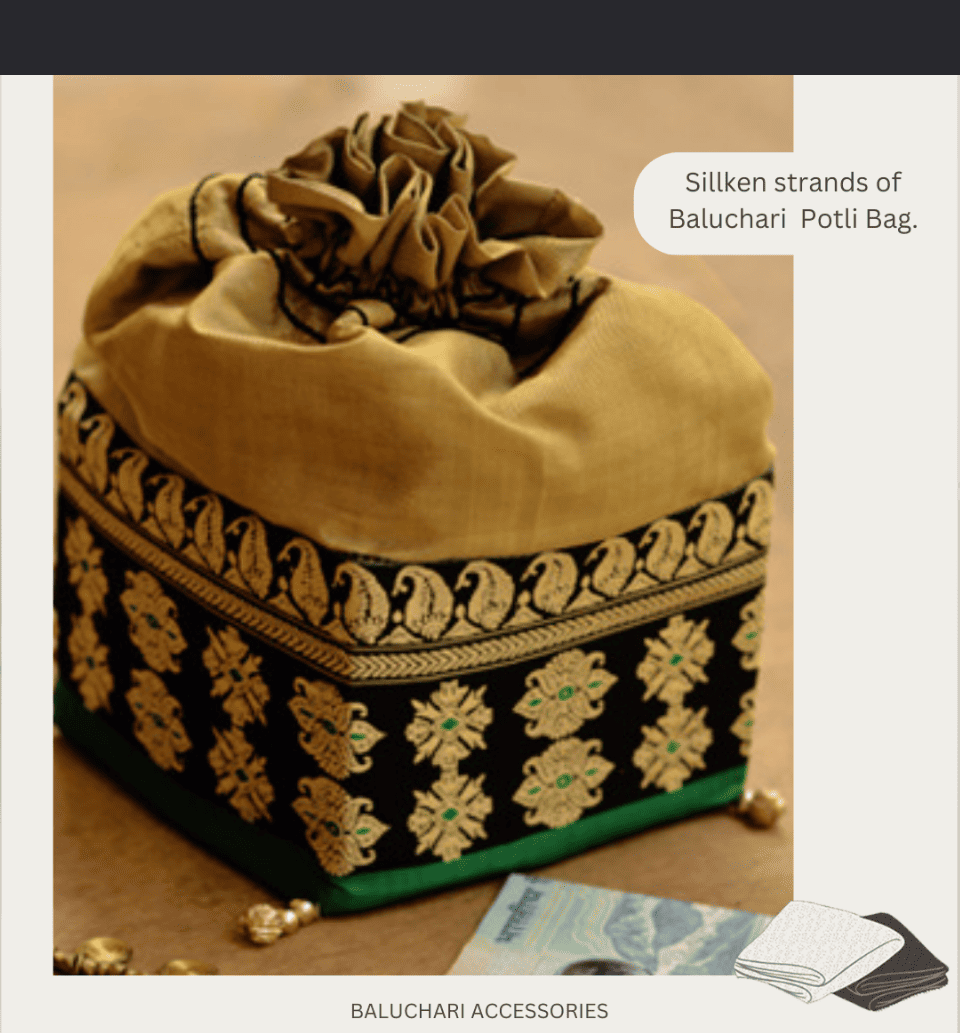 Silken Strands of Baluchari Potli Bag
