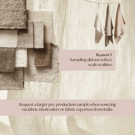 One-meter fabric sample compared with large bulk fabric rolls to show scale-related differences