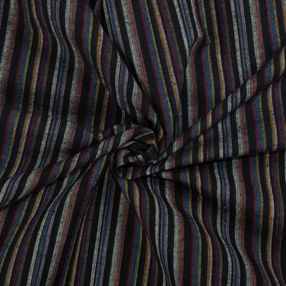 Stripe Multicolor Cotton Khadi 130 GSM Handwoven Fabric 07