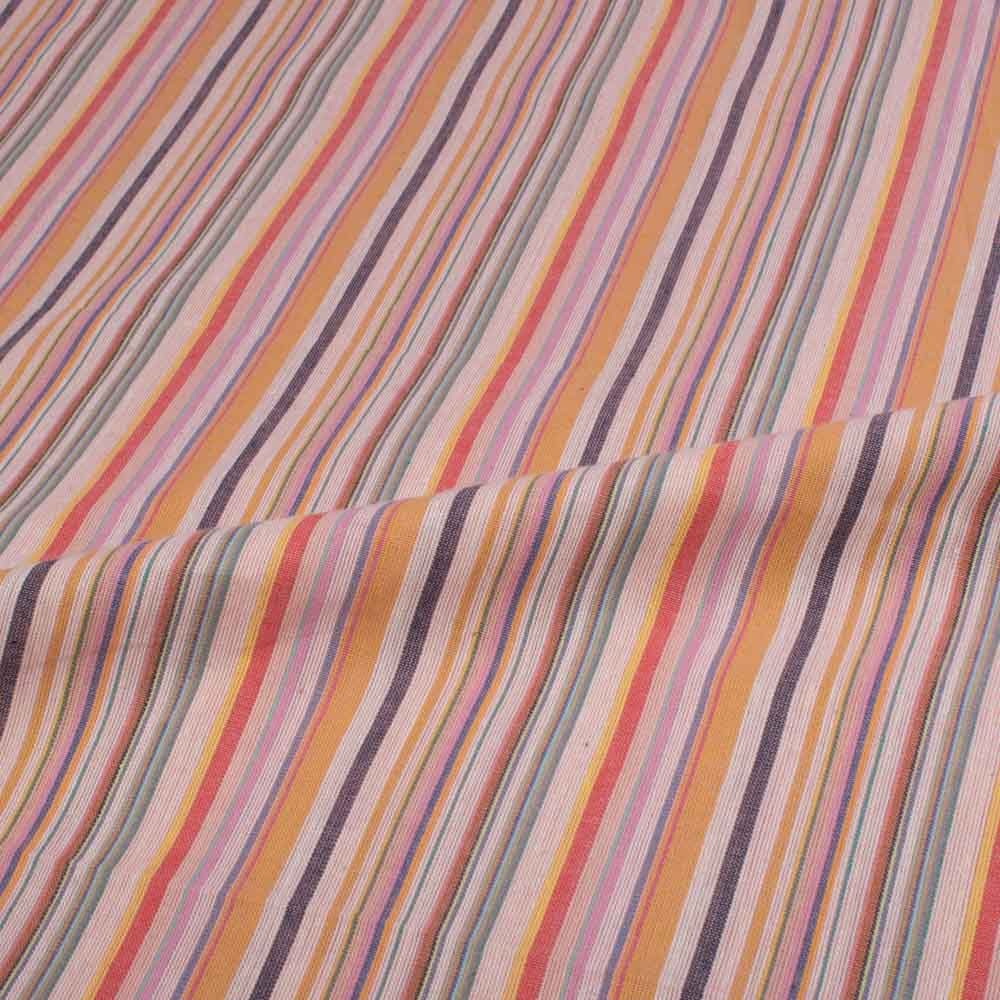 Stripe Multicolor Pure Cotton 95 GSM Handwoven Fabric 362