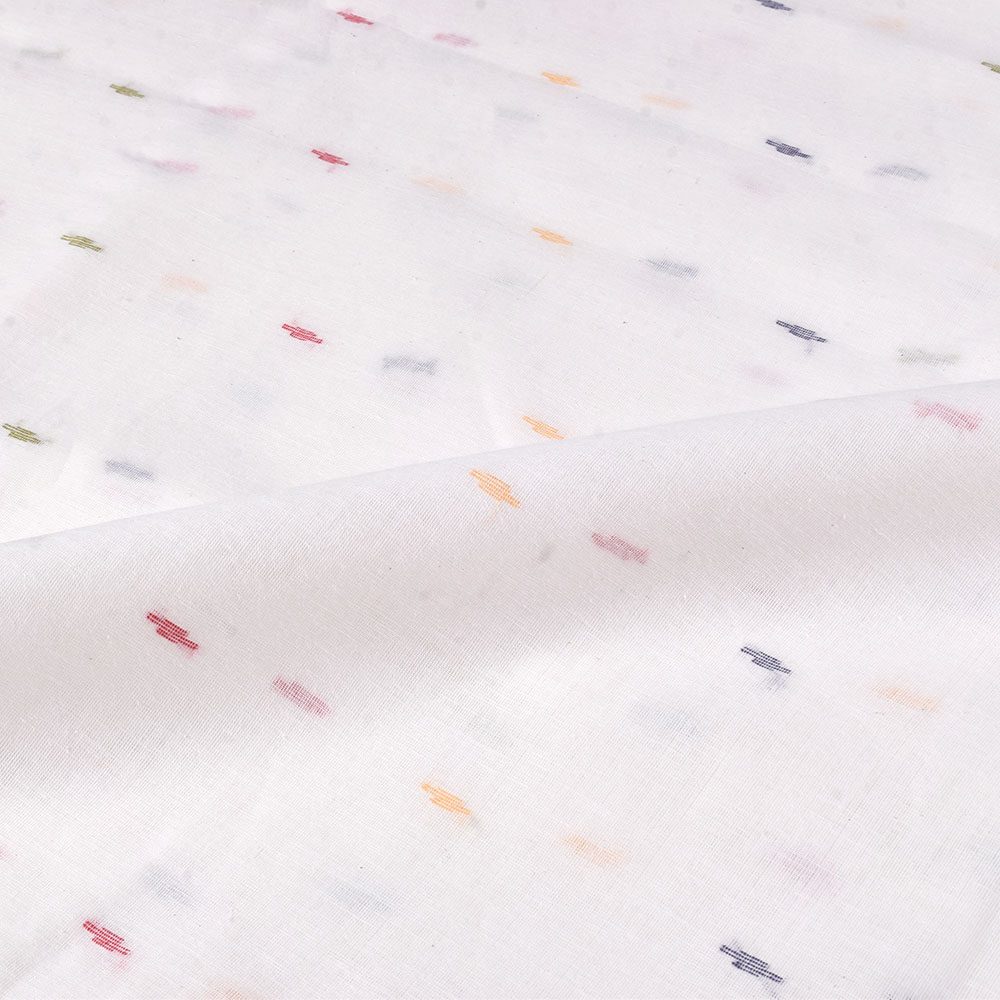 GEOMETRIC WHITE JAMDANI KHADI COTTON 60 GSM HANDWOVEN FABRIC