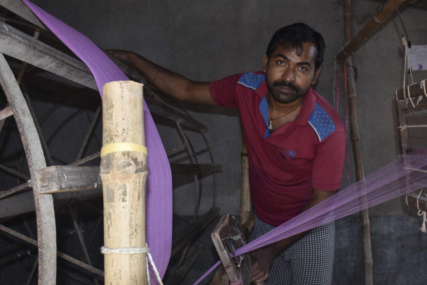 Artisan working on handloom