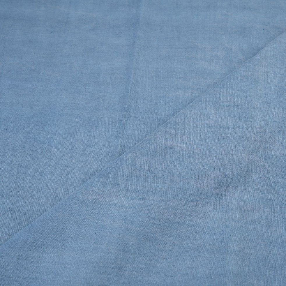 Plain Blue Natural Indigo Dyed 115 GSM Handwoven Cotton Fabric