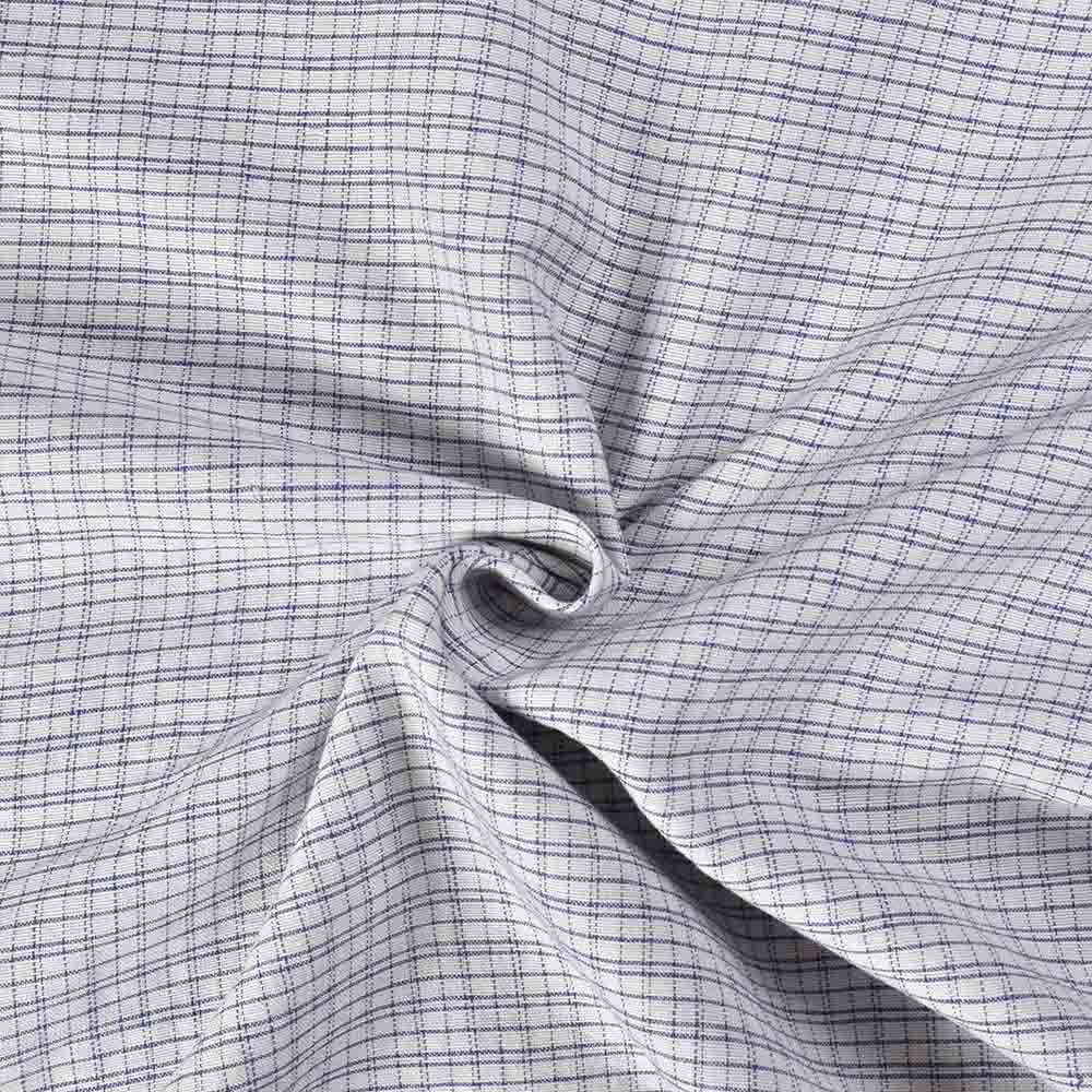 Check White Blue Khadi Cotton 145 GSM Handwoven Fabric