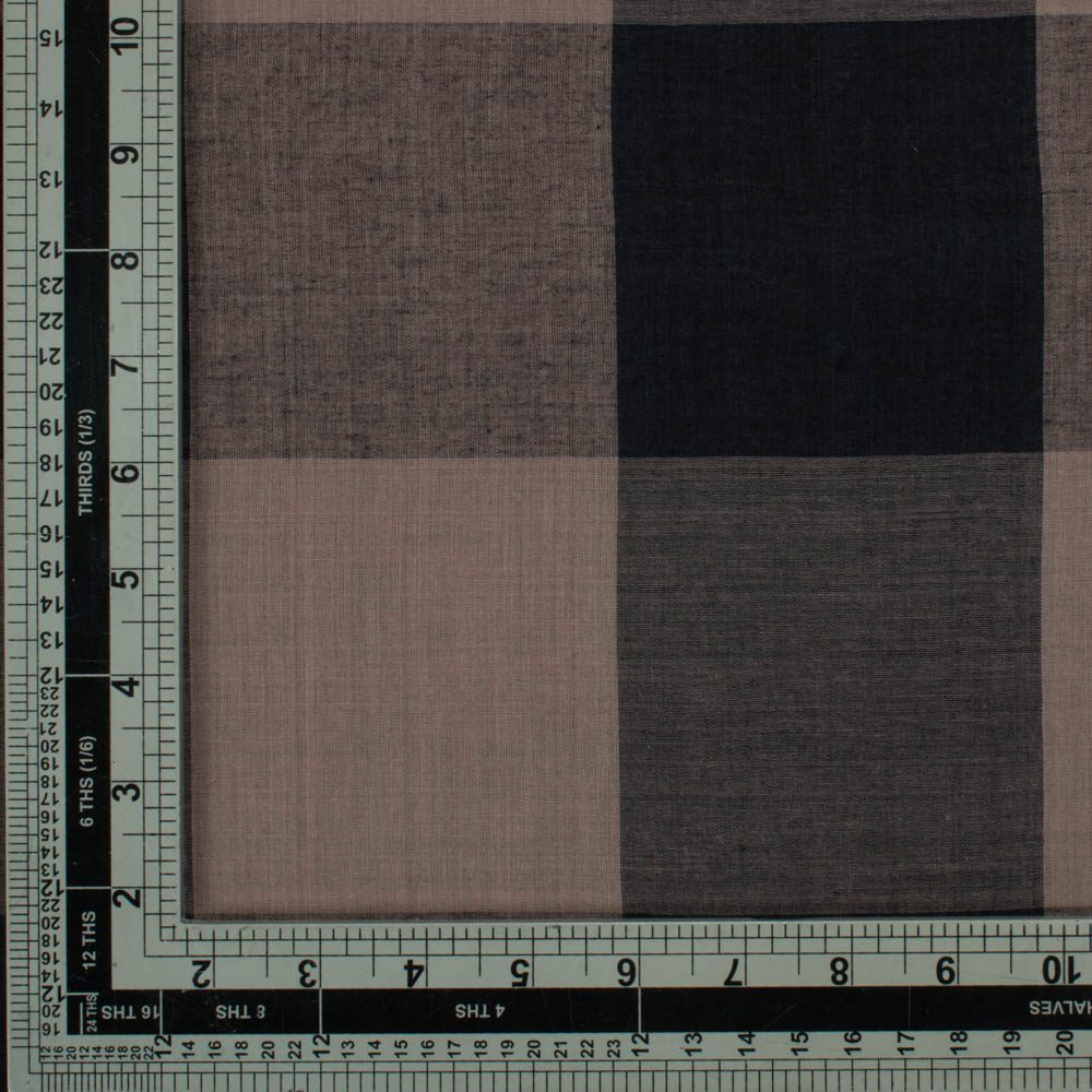 Check Grey Black Pure Cotton 70 GSM Handwoven Fabric