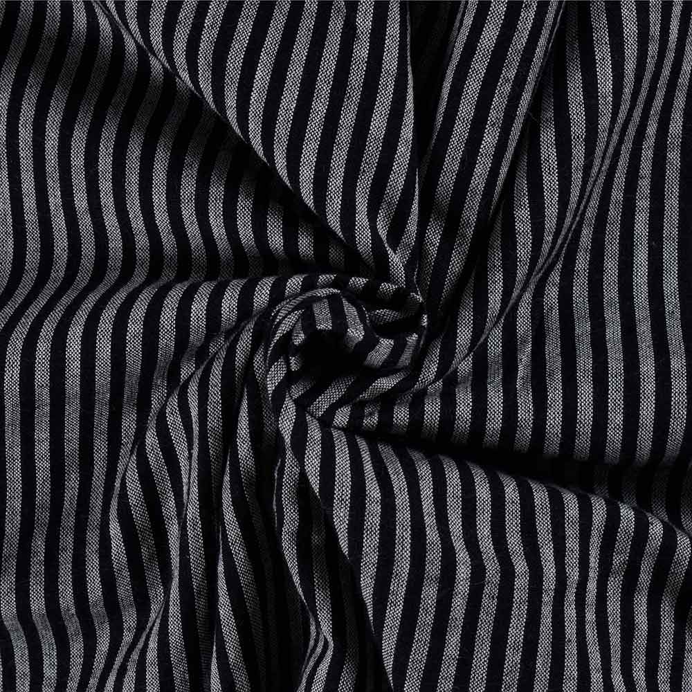 Stripe Black Pure Cotton 87 GSM Handwoven Fabric
