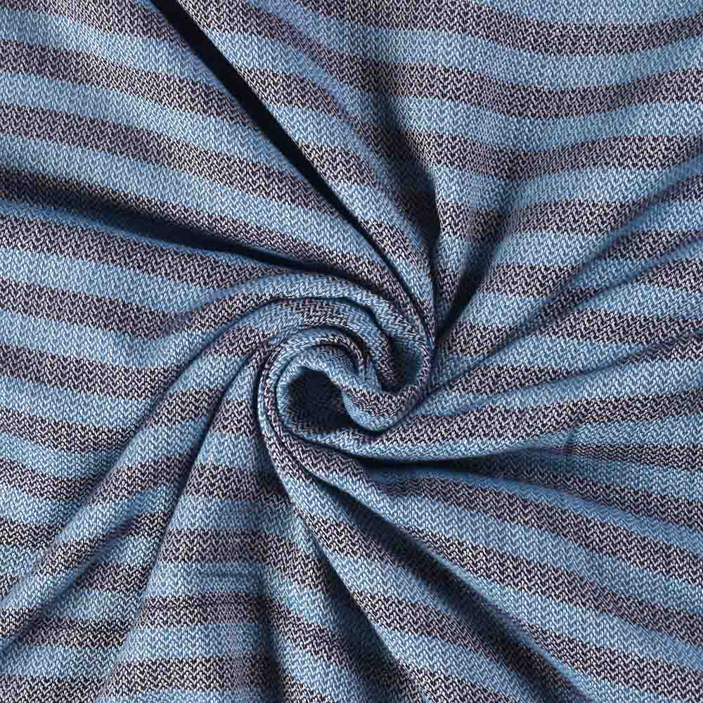 Herringbone Tweed Petrol Blue 100 GSM Pure Cotton Handwoven Fabric