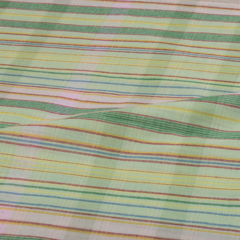 Check Multicolor Pure Cotton 60 GSM Handwoven Fabric