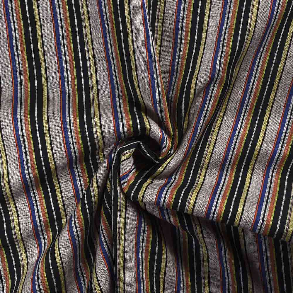 Stripe Grey Multicolour Pure Cotton 78 GSM Handwoven Fabric