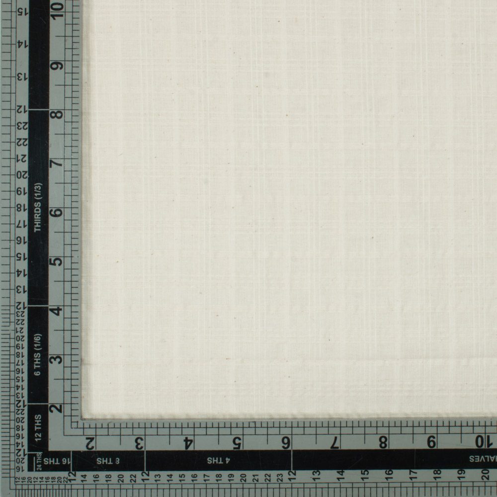 Check White Pure Cotton 90 GSM Fabric - Bleached White & Dyeable