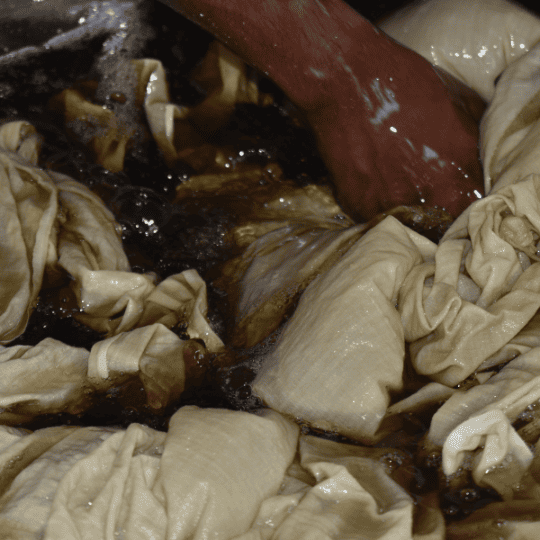 Fabrics being dyed