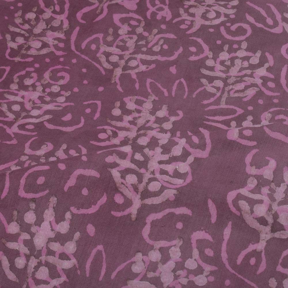 Natural Lac Dyed With Natural Pink White Block Print 103 GSM Pure Organic Khadi Handwoven fabric