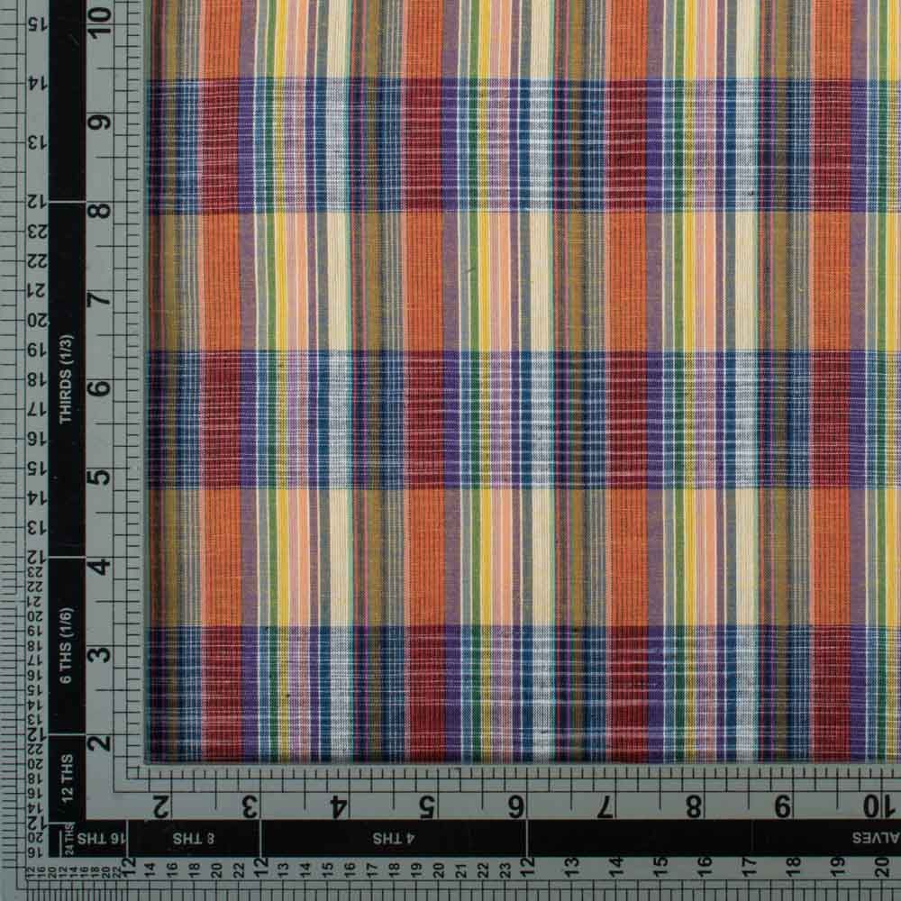 Multicolor Check Tie-Dye 80 GSM Pure Cotton Fabric
