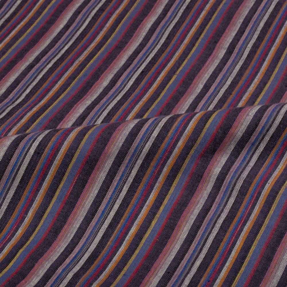 Stripe Multicolor Pure Cotton 100 GSM Handwoven Fabric 08