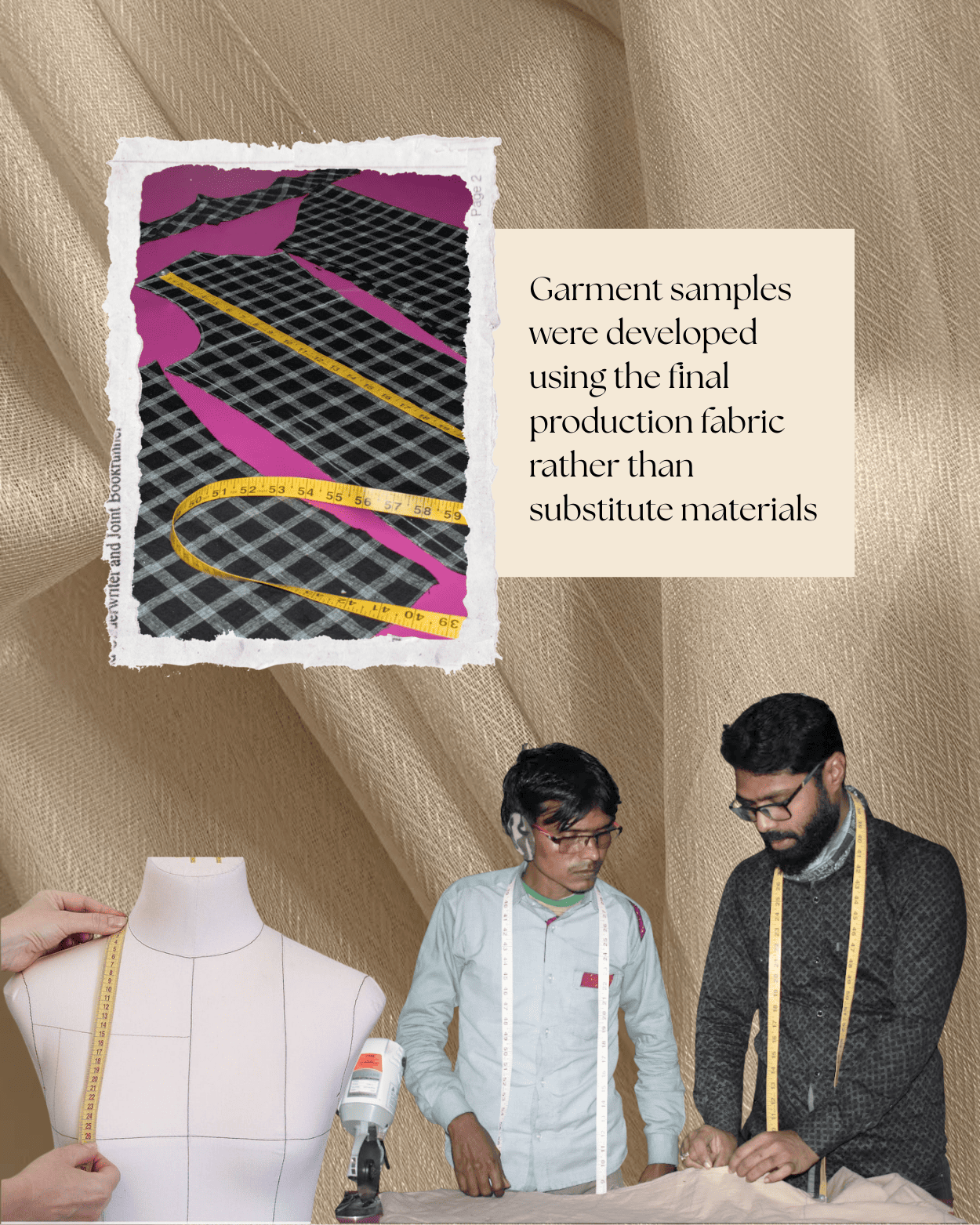 End-to-end garment production process showing fabric washing, inspection, cutting, embroidery, stitching, in-line quality checks, and final measurement during small-batch apparel manufacturing.