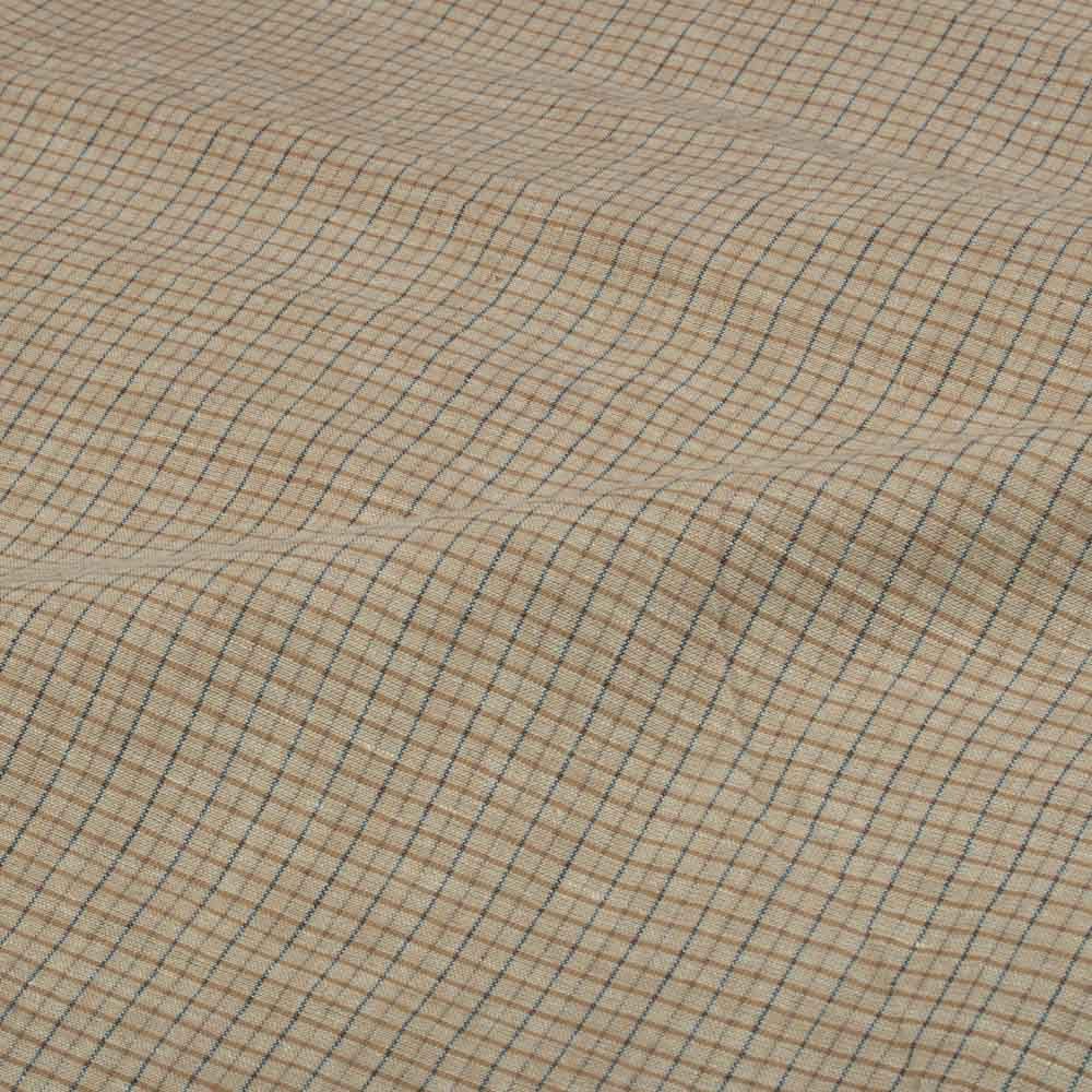 Check Cream Brown Pure Cotton 90 GSM Handwoven Fabric