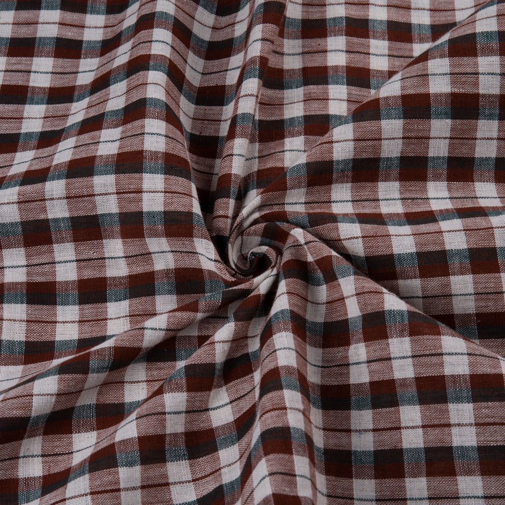Check Multicolor Pure Cotton 98 GSM Handwoven Fabric 230